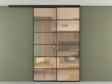 Перегородка Formato вдоль стены на потолок 2 створки с синхронным механизмом