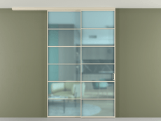 Перегородка Formato вдоль стены на потолок 2 створки с синхронным механизмом