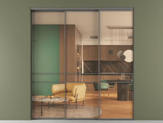 Перегородка Formato внутри проёма 3 створки с синхронным механизмом