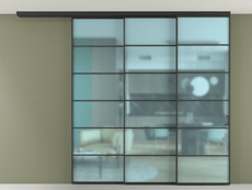 Перегородка Формато вдоль стены на потолок 3 створки с синхронным механизмом