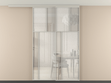 Перегородка Mosaic вдоль стены на потолок 2 створки с синхронным механизмом