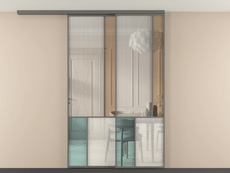 Перегородка Мозаик вдоль стены на потолок 2 створки с синхронным механизмом