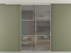 Перегородка Формато вдоль стены на потолок 2 створки с синхронным механизмом