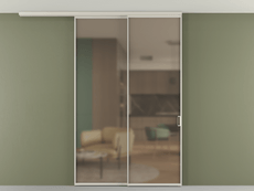 Перегородка Формато вдоль стены на потолок 2 створки с синхронным механизмом