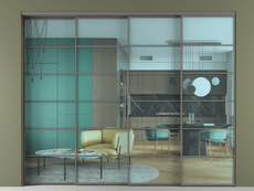 Перегородка Формато внутри проёма 4 створки с синхронным механизмом