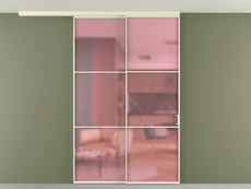 Перегородка Формато вдоль стены на потолок 2 створки с синхронным механизмом