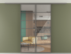 Перегородка Formato вдоль стены на потолок 2 створки