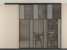 Перегородка Мозаик вдоль стены на потолок 3 створки с синхронным механизмом