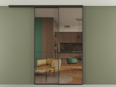 Перегородка Formato вдоль стены на потолок 2 створки с синхронным механизмом