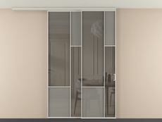 Перегородка Мозаик вдоль стены на потолок 2 створки с синхронным механизмом