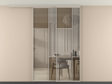 Перегородка Mosaic вдоль стены на потолок 2 створки с синхронным механизмом