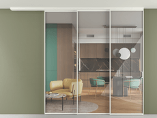 Перегородка Formato вдоль стены на потолок 3 створки с синхронным механизмом