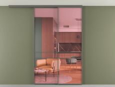 Перегородка Формато вдоль стены на потолок 2 створки с синхронным механизмом