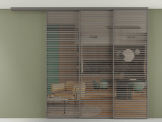 Перегородка Формато вдоль стены на потолок 3 створки с синхронным механизмом