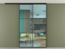 Перегородка Formato вдоль стены на потолок 2 створки с синхронным механизмом