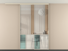 Перегородка Mosaic вдоль стены на потолок 2 створки с синхронным механизмом