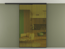 Перегородка Формато вдоль стены на потолок 2 створки с синхронным механизмом