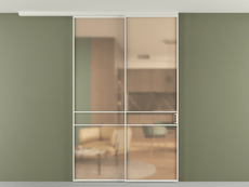 Перегородка Формато вдоль стены на потолок 2 створки с синхронным механизмом