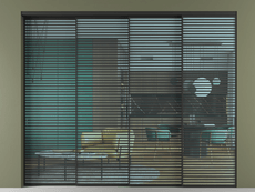 Перегородка Formato внутри проёма 4 створки с синхронным механизмом