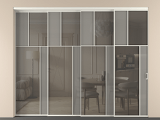 Перегородка Mosaic внутри проёма 4 створки с синхронным механизмом