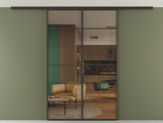 Перегородка Формато вдоль стены на потолок 2 створки