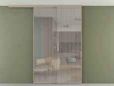 Перегородка Формато вдоль стены на потолок 2 створки с синхронным механизмом