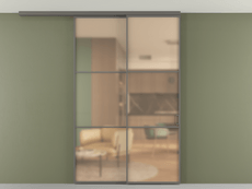 Перегородка Формато вдоль стены на потолок 2 створки с синхронным механизмом