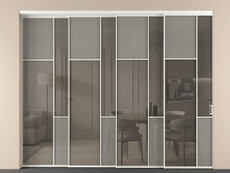 Перегородка Мозаик внутри проёма 4 створки с синхронным механизмом