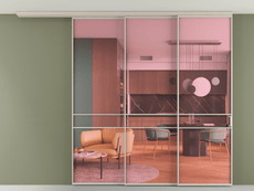 Перегородка Formato вдоль стены на потолок 3 створки с синхронным механизмом