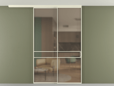 Перегородка Формато вдоль стены на потолок 2 створки с синхронным механизмом