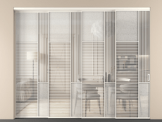 Перегородка Мозаик внутри проёма 4 створки с синхронным механизмом