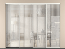 Перегородка Мозаик внутри проёма 4 створки с синхронным механизмом