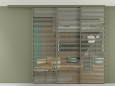 Перегородка Formato вдоль стены на потолок 3 створки с синхронным механизмом