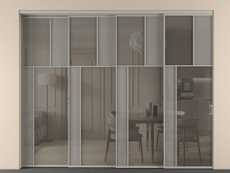 Перегородка Мозаик внутри проёма 4 створки с синхронным механизмом