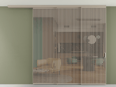 Перегородка Formato вдоль стены на потолок 3 створки с синхронным механизмом