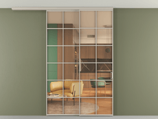 Перегородка Формато вдоль стены на потолок 2 створки с синхронным механизмом