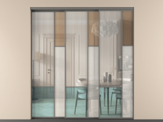 Перегородка Мозаик внутри проёма 3 створки с синхронным механизмом