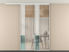 Перегородка Mosaic вдоль стены на потолок 2 створки с синхронным механизмом