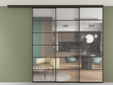 Перегородка Формато вдоль стены на потолок 3 створки с синхронным механизмом