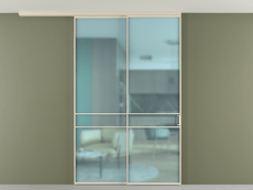 Перегородка Формато вдоль стены на потолок 2 створки с синхронным механизмом