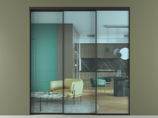 Перегородка Formato внутри проёма 3 створки с синхронным механизмом