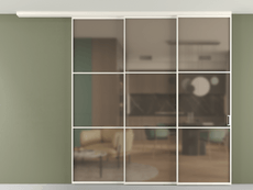 Перегородка Формато вдоль стены на потолок 3 створки с синхронным механизмом