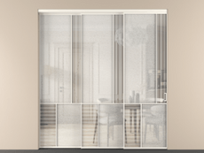 Перегородка Мозаик внутри проёма 3 створки с синхронным механизмом