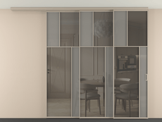 Перегородка Мозаик вдоль стены на потолок 3 створки с синхронным механизмом