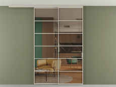 Перегородка Формато вдоль стены на потолок 2 створки с синхронным механизмом