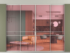 Перегородка Формато внутри проёма скрытое крепление в потолок 4 створки