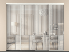 Перегородка Мозаик внутри проёма 4 створки с синхронным механизмом