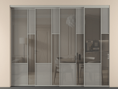 Перегородка Мозаик внутри проёма 4 створки с синхронным механизмом