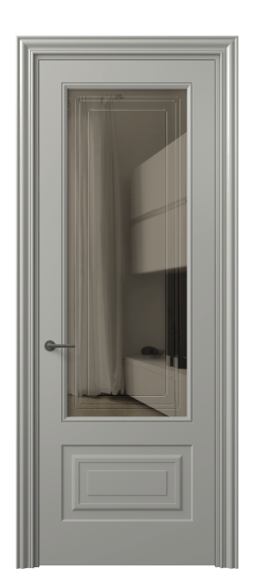 Дверь межкомнатная 8442 МНСР Бронза с гравировкой. Цвет Матовый нейтральный серый. Материал Гладкая эмаль. Коллекция Mascot. Картинка.