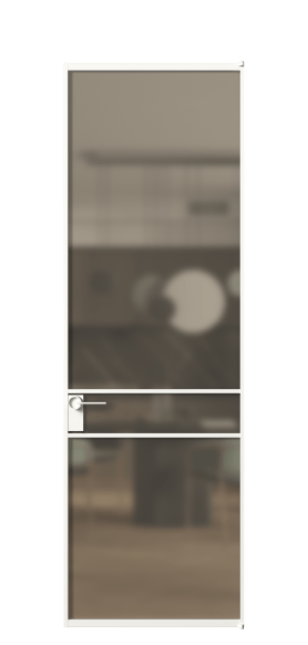 Дверь межкомнатная АЛПЛ040.02 Бронза сатин триплекс БЕЛ. Цвет Алюминий Белый. Материал Алюминий. Коллекция Formato. Картинка.